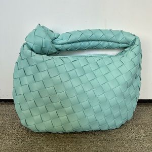 Baby Blue Knotted Woven Handbag